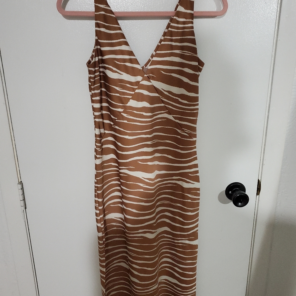 a new day Brown and Cream Zebra Midi Dress